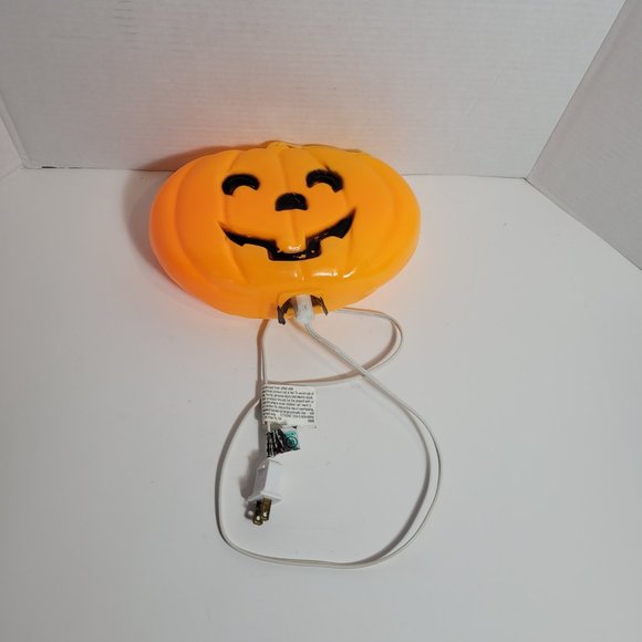 Vintage Halloween Pumpkin Blow Mold Jack O' Lantern Window Light 9" x 7" Tested - Picture 3 of 7